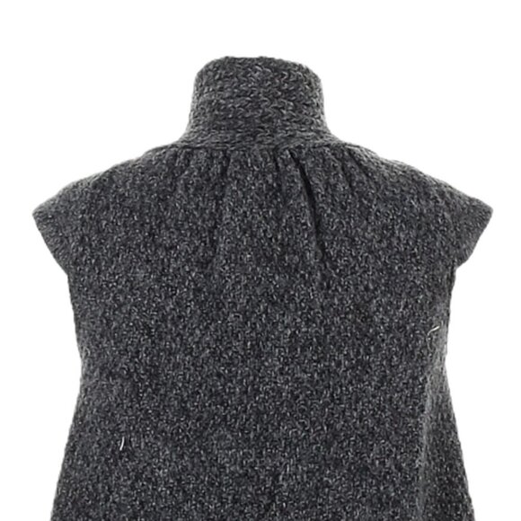 🌺 TopShop Buttoned Mock Neck Cap Sleeve Cardigan Knit Sweater Size 6 Neutral - Picture 4 of 11